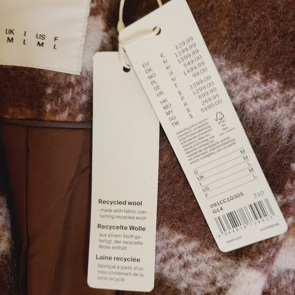 EDC (Esprit) Recycled Plaid Wool Jacket - Medium NWT - Picture 10 of 11